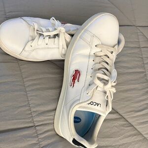 Lacoste White Sneakers with Red Logo